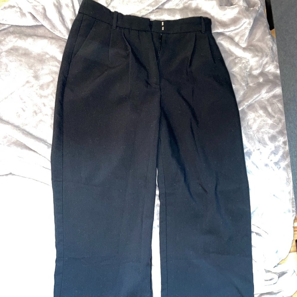 Abercrombie Sloane Tailored Pants Wide Leg Size 30/10 Short Black